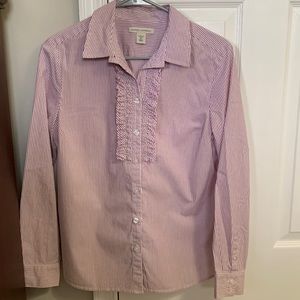 Banana Republic pink pin strip tuxedo button down. Size 8P